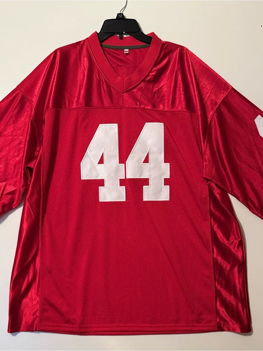 Red Men’s Football Jersey with White Number 44